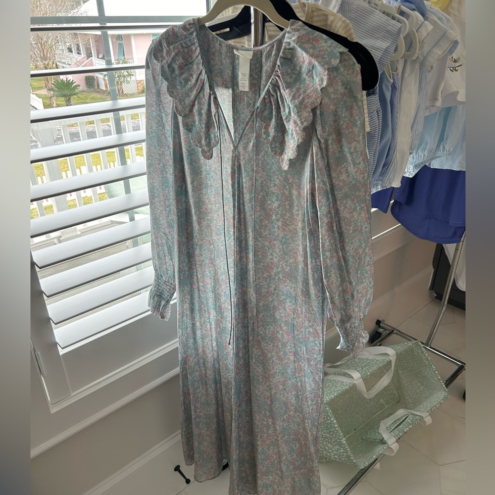 Maxi blue and pink pastel dress